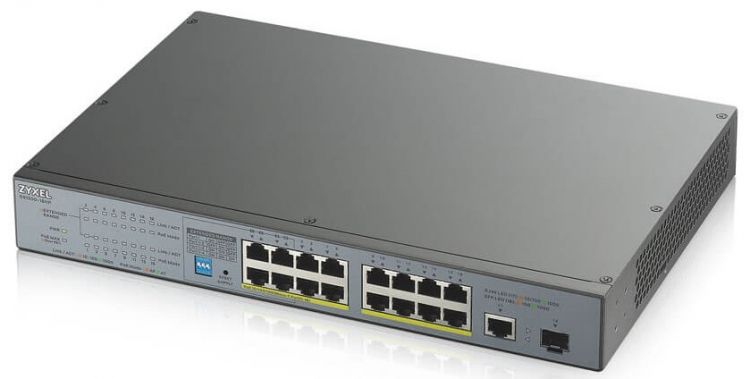 Коммутатор Zyxel GS1300-18HP PoE+ switch for IP cameras, 17xGE (16xPoE +), 1xSFP, PoE budget of 170 W, power transmission distance up to 250 m, increased overvol GS1300-18HP-EU0101F GS1300-18HP-EU0101F