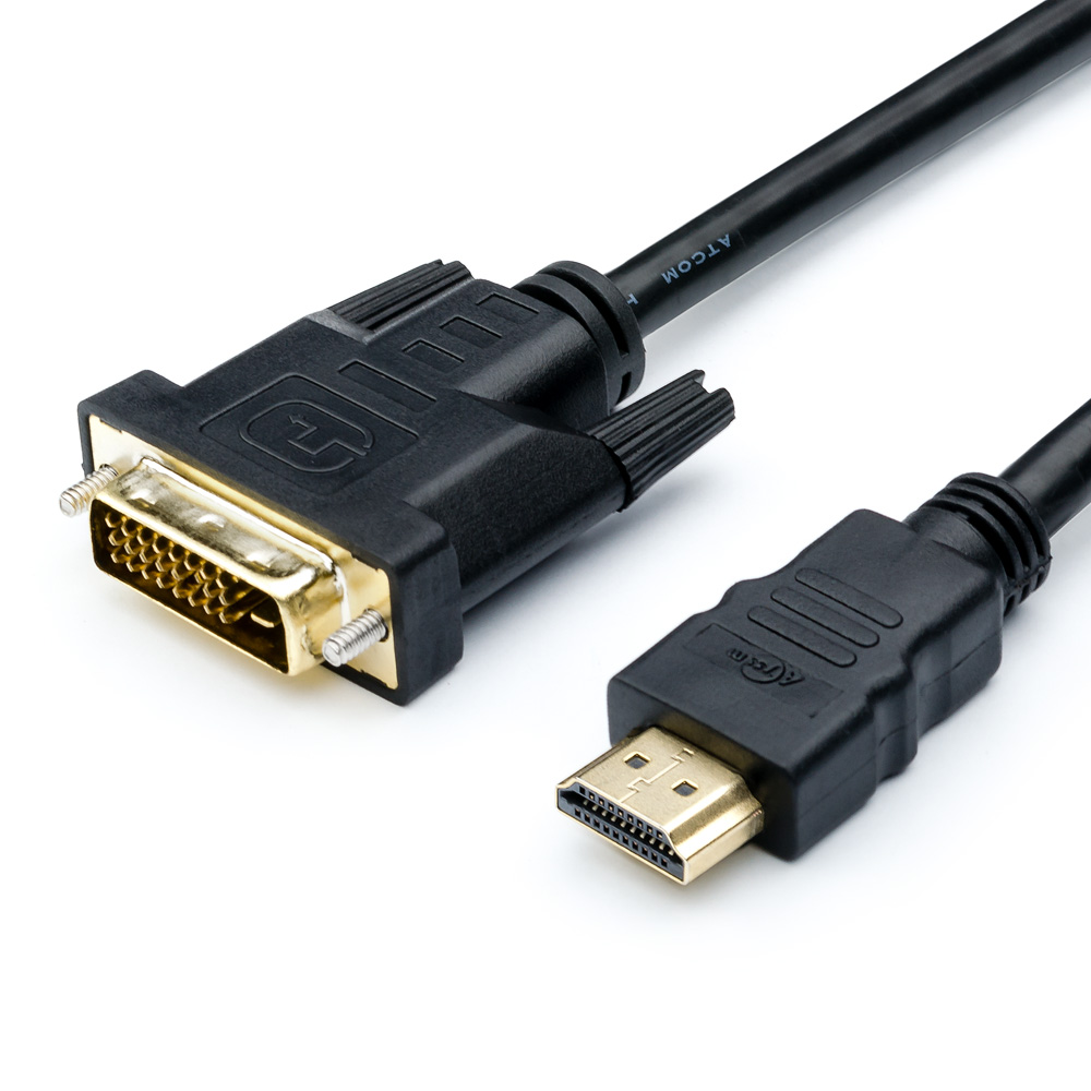 Кабель Atcom HDMI <=> DVI 3 m (24 pin, 2 феррита, черный, пакет) AT3808 AT3808