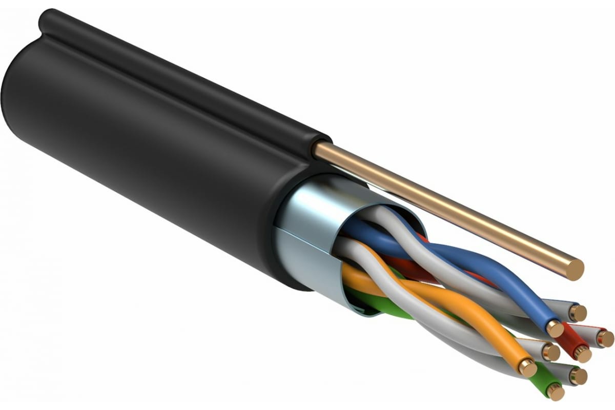 Витая пара ITK F/UTP, кат.5E 4х2х24AWG, LDPE, с металл. тросом 1,2мм, 305м, черный LC3-C5E04-359 LC3-C5E04-359