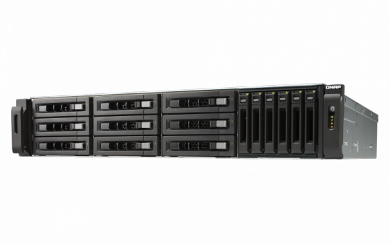 Сетевой RAID-накопитель QNAP 9x3,5", 6x2,5", HDMI, 2x10 GbE SFP+, 4xThunderbolt 3, 19", 2 блока питания. Core i7-7700 3,6 ГГц, 32 TVS-1582TU-i7-32G TVS-1582TU-i7-32G