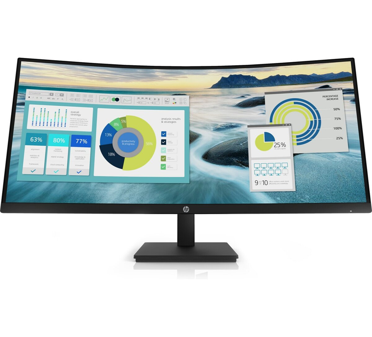 Монитор HP 34" P34hc G4 Monitor Curved 3440x1440, 21:9, VA, 250 cd/m2, 3500:1, 5ms, HDMI, USB-C, USB, DisplayPort, Speakers, 50/60 Hz, Black (repl. 6GJ95AA,5DP31AA) 21Y56AA 21Y56AA #5