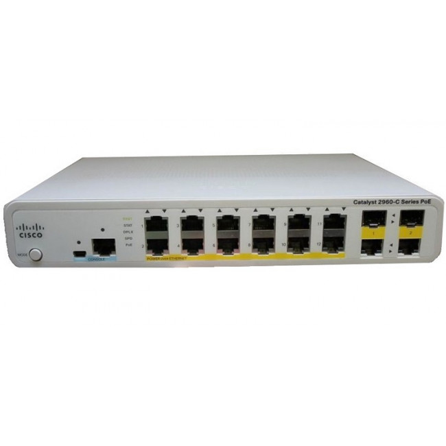 Коммутатор Cisco Catalyst 2960C Switch 12 FE PoE, 2 x Dual Uplink, Lan Base (WS-C2960C-12PC-L) WS-C2960C-12PC-L