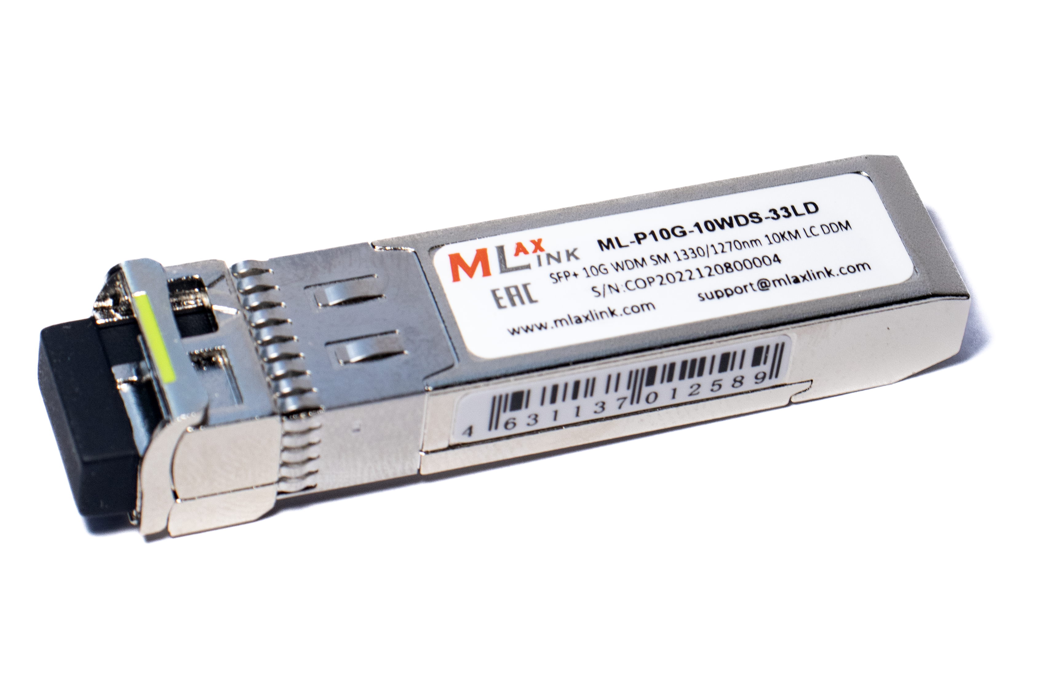 Модуль MlaxLink оптический одноволоконный SFP+ WDM, 10Гбит/с, 10км, 1330/1270нм, LC, DDM ML-P10G-10WDS-33LD ML-P10G-10WDS-33LD