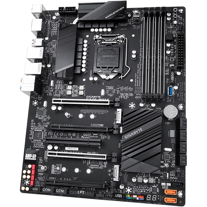 Материнская плата Gigabyte , Socket 1151, Intel®C246, 4xDDR4-2666, DP+DP, 4xPCI-Ex16, 1xPCI, 8xSATA3(RAID 0,1,5,10), 2xM.2, 8 Ch Audio, 2xGLan, (2+2)xUSB2.0, (5+2)xUSB3.1, 1xUSB3.1 Type-C™, 1xPS/2, ATX, RTL C246-WU4 C246-WU4