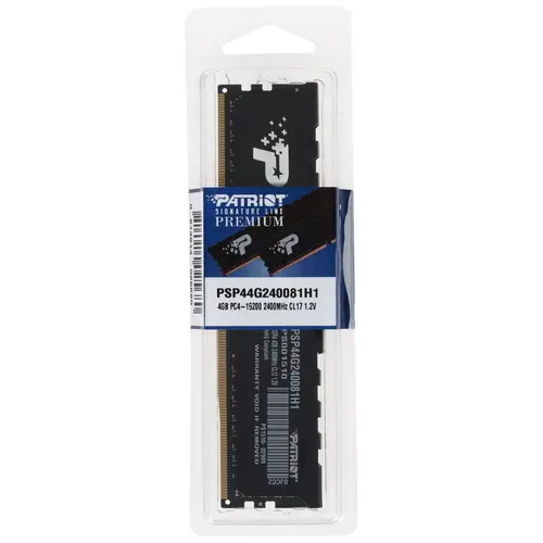 Оперативная память Patriot  DDR4 4Gb 2400MHz  PSP44G240081H1 RTL PC4-19200 CL17 DIMM 288-pin 1.2В single rank PSP44G240081H1 PSP44G240081H1