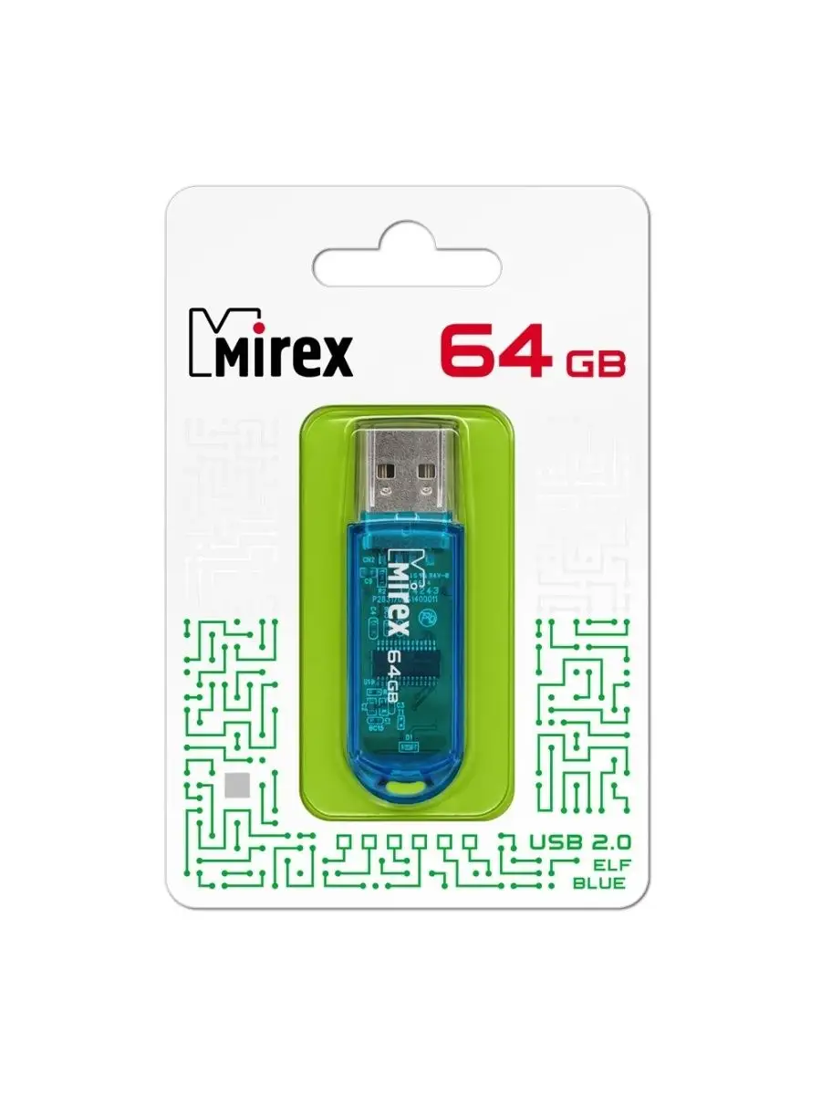 Флеш накопитель Mirex 13600-FMUBLE64 64GB,Elf,USB 2.0,синий 13600-FMUBLE64 13600-FMUBLE64