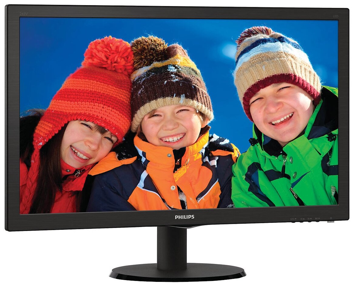 Монитор Philips 23,6" 1920x1080 MVA W-LED 16:9 8ms VGA DVI-D HDMI 10M:1 178/178 250cd Sapeakers Black 243V5QHABA/00 243V5QHABA/00