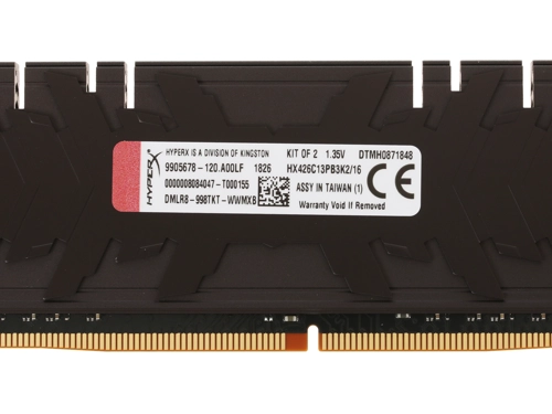 Модуль памяти Kingston 16GB DDR4 2666 DIMM XMP HyperX Predator Black Gaming Memory Non-ECC, CL13, 1.35V, Kit (2x8GB), Retail  (265897) HX426C13PB3K2/16 HX426C13PB3K2/16