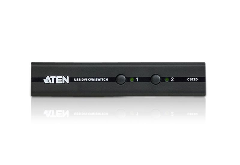 KVM переключатель ATEN DVI-D+KBD+MOUSE+AUDIO, 1> 2 блока/порта USB, спец.шнуром USB 1.2м CS72D-AT CS72D-AT