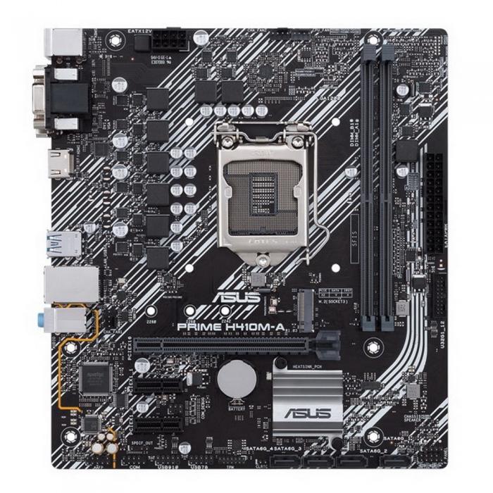 Материнская плата ASUS PRIME H410M-A/CSM, LGA1200, H410, 2*DDR4, D-Sub,DVI,HDMI, SATA3, Audio, Gb LAN, USB 3.2*4, USB 2.0*6, COM*1 , mATX PRIME H410M-A/CSM PRIME H410M-A/CSM