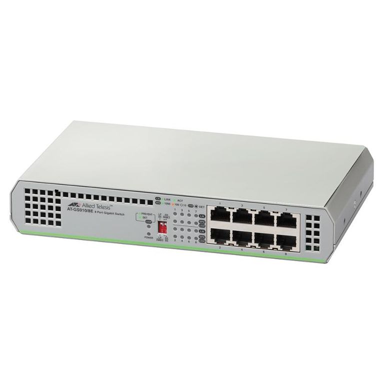 Коммутатор Allied Telesis 8 port 10/100/1000TX with external power supply EU Power Adapter AT-GS910/8E-50 AT-GS910/8E-50