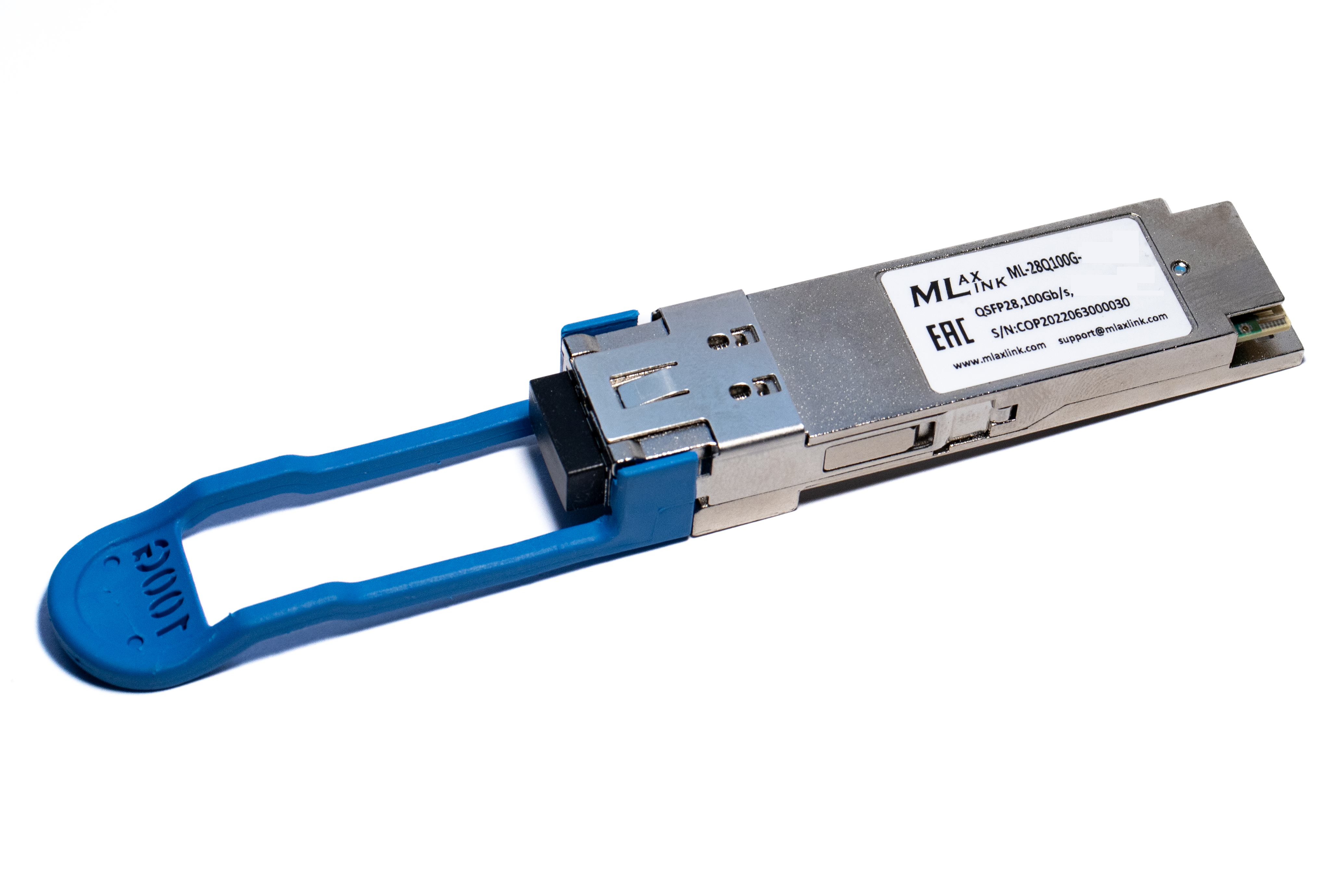 Модуль MlaxLink оптический двухволоконный QSFP28 4x28Гб/с, OTU4, 10км, 2xLC, MDIO, Промышленный ML-28Q100G-10LR4U4S-LD ML-28Q100G-10LR4U4S-LD