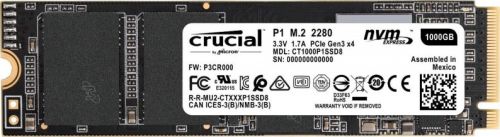 Твердотельный накопитель Crucial M.2 2280 1TB P1 Client SSD PCIe Gen3x4 with NVMe, 2000/1700, IOPS 170/240K, MTBF 1.5M, QLC, 200TBW, CT1000P1SSD8 CT1000P1SSD8