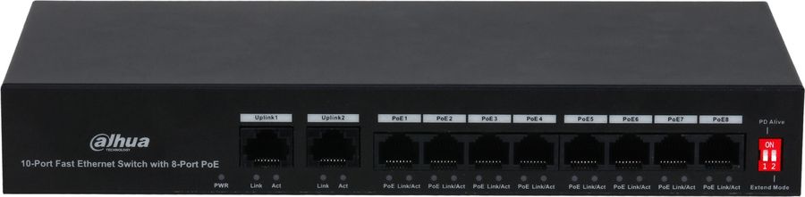 Коммутатор Dahua 8-портовый неуправляемый с РоЕ Порты: 8 RJ45 10/100Мбит/с (PoE/PoE+), 2 RJ45 10/100Мбит/с DH-PFS3010-8ET-65 DH-PFS3010-8ET-65 #2