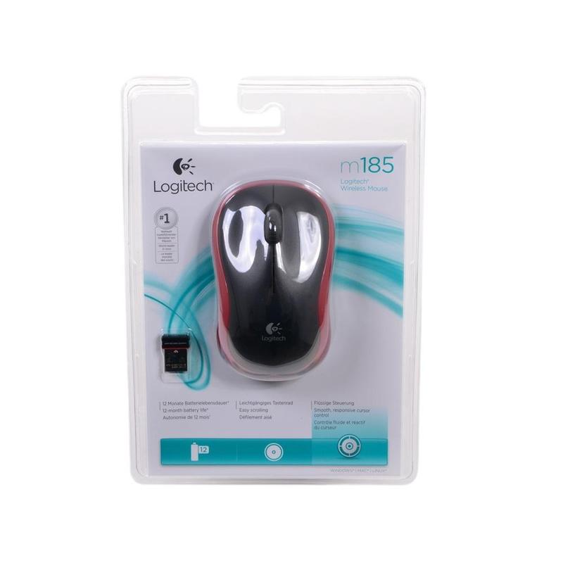 Мышь Logitech wireless mouse M185, Red черная с красной вставкой беспроводная (910-002240) 910-002240 #2