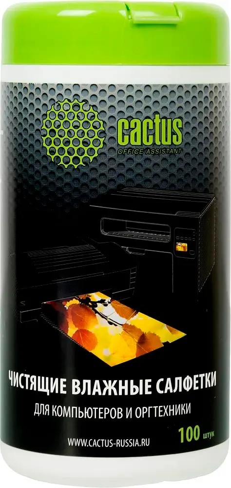 Салфетки чистящие Cactus CS-T1002 для компьютеров и оргтехники, 100 шт CS-T1002