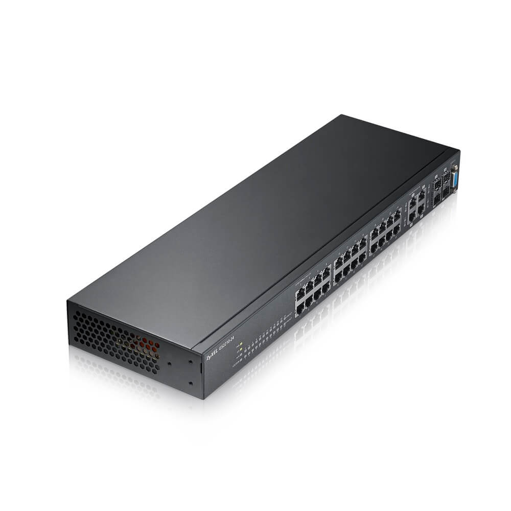 Коммутатор ZYXEL 24-портовый управляемый коммутатор Gigabit Ethernet с 4 SFP-слотами совмещенными с разъемами RJ-45 GS2210-24-EU0101F GS2210-24-EU0101F