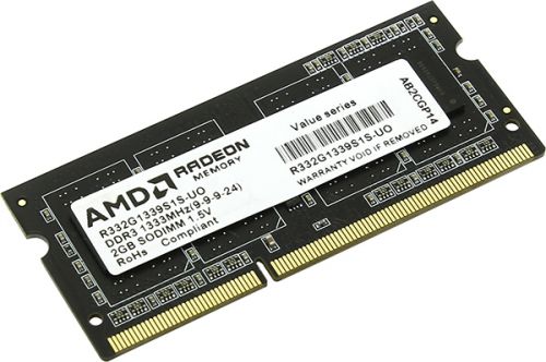 Модуль памяти AMD 2GB Radeon DDR3 1333 SO DIMM Bulk (180336) R332G1339S1S-UO R332G1339S1S-UO