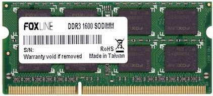 Модуль памяти Foxline SO-DIMM 4GB 1600 DDR3 CL11 (512*8) FL1600D3S11S1-4GH FL1600D3S11S1-4GH