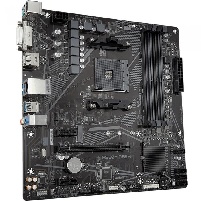 Материнская плата Gigabyte , Socket AM4, AMD A520, 4xDDR4-3200, DVI-D+HDMI+DP, 1xPCI-Ex16, 2xPCI-Ex1, 4xSATA3(RAID 0/1/10), 1xM.2, 8 Ch Audio, GLan, (2+2)xUSB2.0, (4+2)xUSB3.2, 1xPS/2, mATX, RTL A520M DS3H A520M DS3H