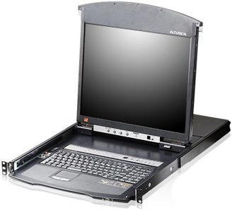 KVM переключатель ATEN 1 local user PS2/USB/VGA конс.LCD 19"+32 IP user=> 8 cpu/порт (PS2/USB/Sun+VGA)/RS232, без модулей KL1508AiN-AXA-RG KL1508AiN-AXA-RG