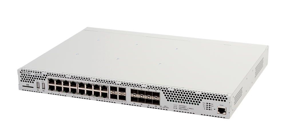 Маршрутизатор Eltex  ESR-1200, 4х combo 10/100/1000BASE-T/1000BaseX, 8х 10GBASE-R SFP+, 12x 10/100/1000BASE-T, 2xUSB 2.0, 1 слот для SD-карт, 4Gb RAM, ESR-1200