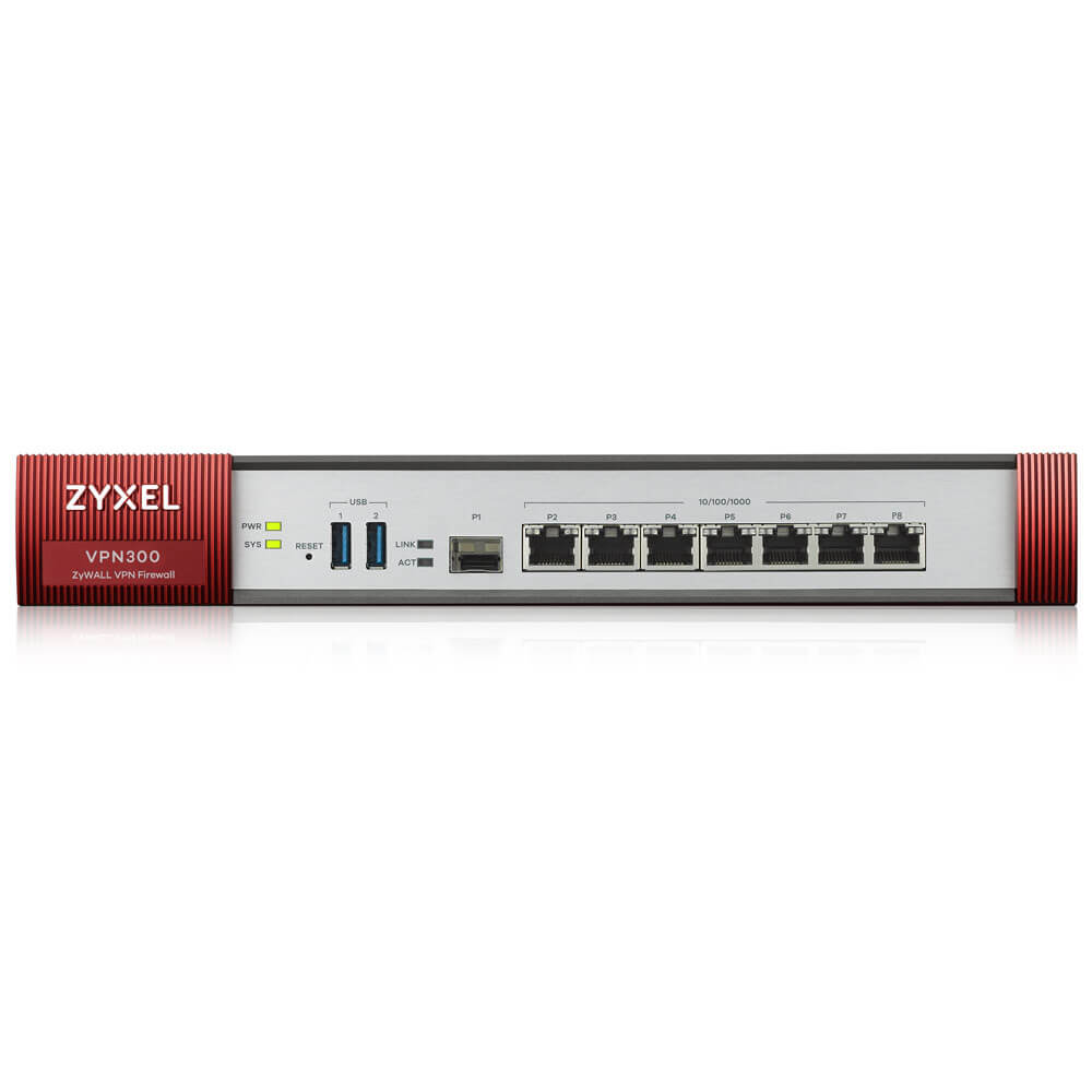Межсетевой экран ZYXEL VPN Firewall Appliance 7 GE Copper/1 SFP, 3000 Mbit/S Firewall Throughput, 300 Ipsec VPN Tunnels VPN300-EU0101F VPN300-EU0101F