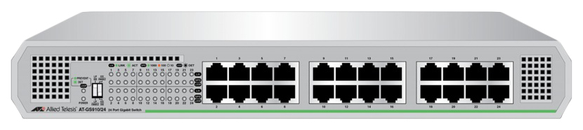 Коммутатор Allied Telesis 24 port 10/100/1000TX with internal power supply EU Power Adapter AT-GS910/24-50 AT-GS910/24-50