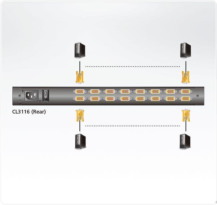 Консоль ATEN 18.5" 16-Port PS/2-USB VGA Single Rail WideScreen LCD KVM Switch CL3116NX-ATA-RG CL3116NX-ATA-RG