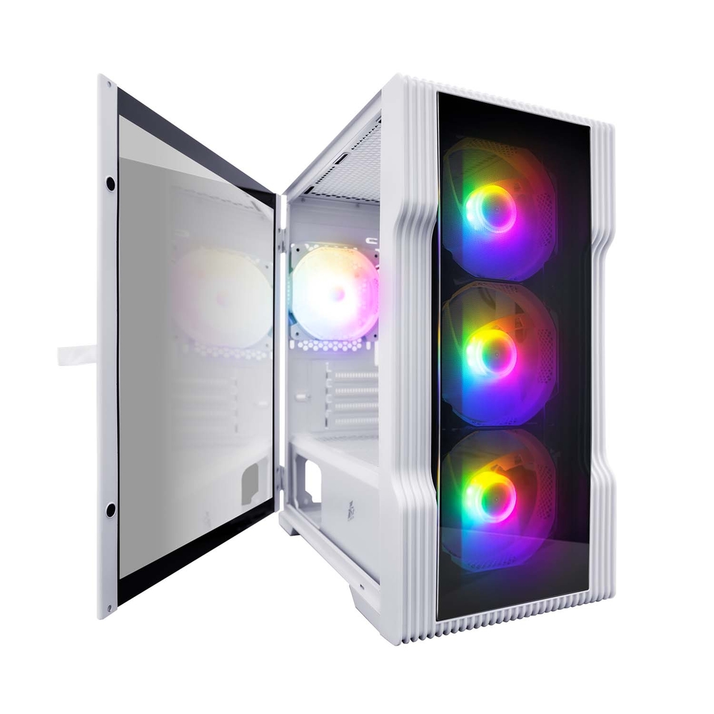 Корпус 1STPLAYER TRILOBITE T3-G White Mini-Tower, mATX, без БП, стекло, белый T3-G-WH-4F1-W T3-G-WH-4F1-W