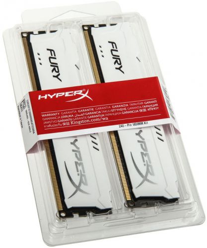 Память Kingston DDR3 DIMM 8GB 1600MHz Kit (2 x 4GB)  HyperX Fury Series CL 10 White (HX316C10FWK2/8) HX316C10FWK2/8