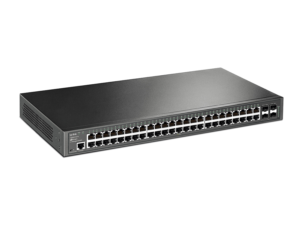 Коммутатор TP-Link L2, 48*10/100/1000, 4*Gb SFP,1U 19-дюймовый стальной корпус для монтажа в стойку T2600G-52TS T2600G-52TS