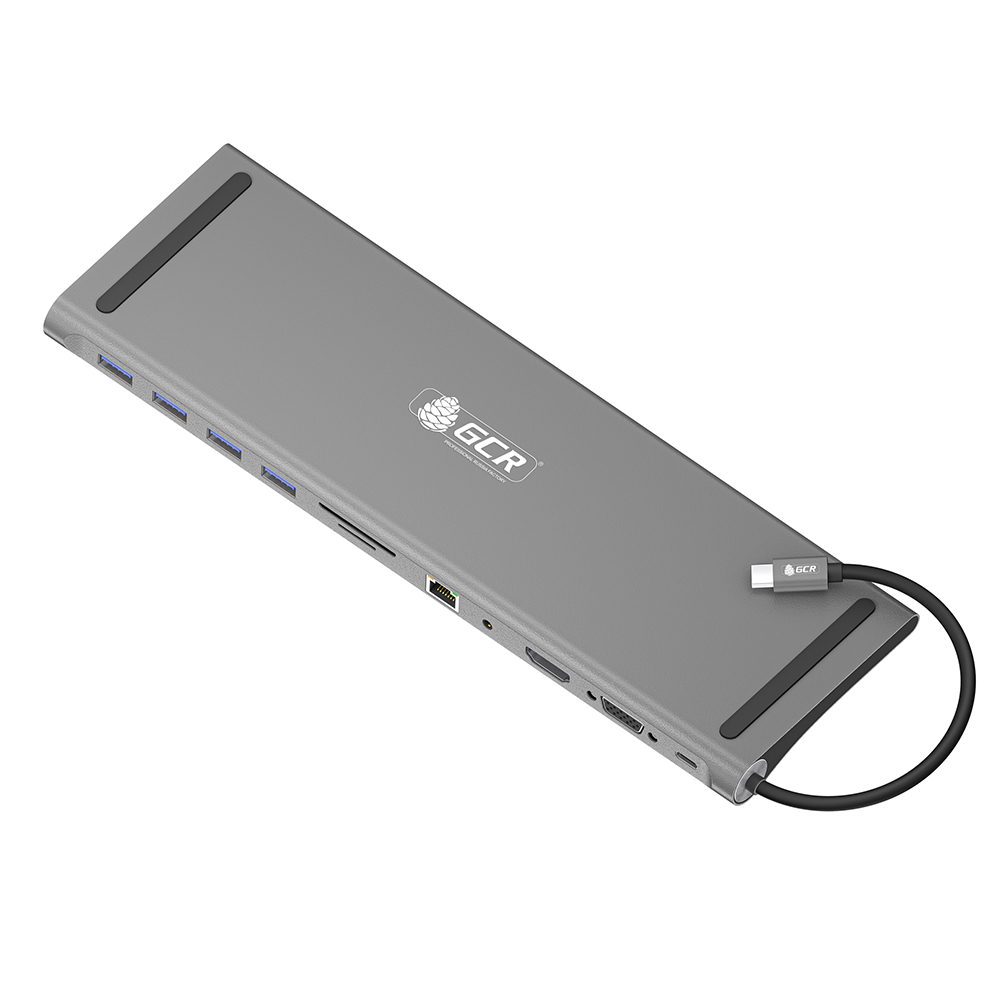 Док станция GCR 11 в 1 Multiport Aluminum Type C 3.1 на USB 3.0 + 3 x USB 2.0 + Type C PD + HDMI 2.0 + VGA + SD/MicroSD + audio 3.5mm jack  GCR-54220 GCR-54220