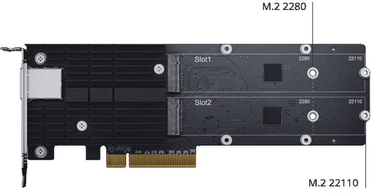 Плата расширения Synology PCIe 3.0 x8 10GbE bandwidth and M.2 SSD cache E10M20-T1 E10M20-T1