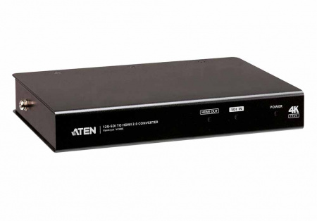 Конвертер ATEN 3G/6G/12G/HD-SDI=>HDMI+AUDIO, BNC>HDMI+BNC+2xRCA, Female, DC 5V, (макс,разр,HDMI 3840x2160 60Hz;SDi 4K DCI 25p;частота верт,развертки до 60Гц;выбор EDID для звука) VC486-AT-G VC486-AT-G