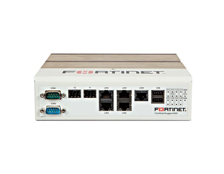Межсетевой экран Fortinet FortiGateRugged-90D Ruggedized, 5 x GE RJ45 Switch ports (Including 1x Pair GE Bypass RJ45 ports), 2 x GE SFP slots, 2x DB9 Serial/Console. Dual power input. FGR-90D FGR-90D