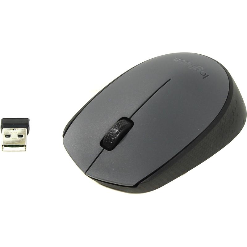 Мышь беспроводная Logitech M170 оптическая, беспроводная, USB, серый и черный 910-004646 910-004646