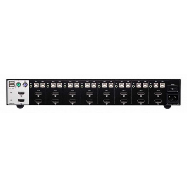 KVM-переключатель ATEN электрон,, KVM+Audio+USB 2,0,  1 user PS/2USB+2xDP =>  8 cpu USB+2xDP, без шнуров, 3840x2160 30Hz, настол,, исп,стандарт,шнуры, без OSD, некаскад,, (DisplayPort ver 1,1) CS1148DP-AT-G CS1148DP-AT-G