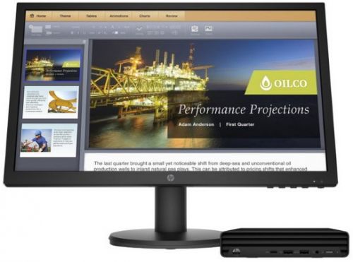 Персональный компьютер HP ProDesk 400 G6 DM Cel G5905T/4Gb/SSD128Gb/Free DOS/клавиатура/мышь/черный/монитор в комплекте P21 36T58ES 36T58ES