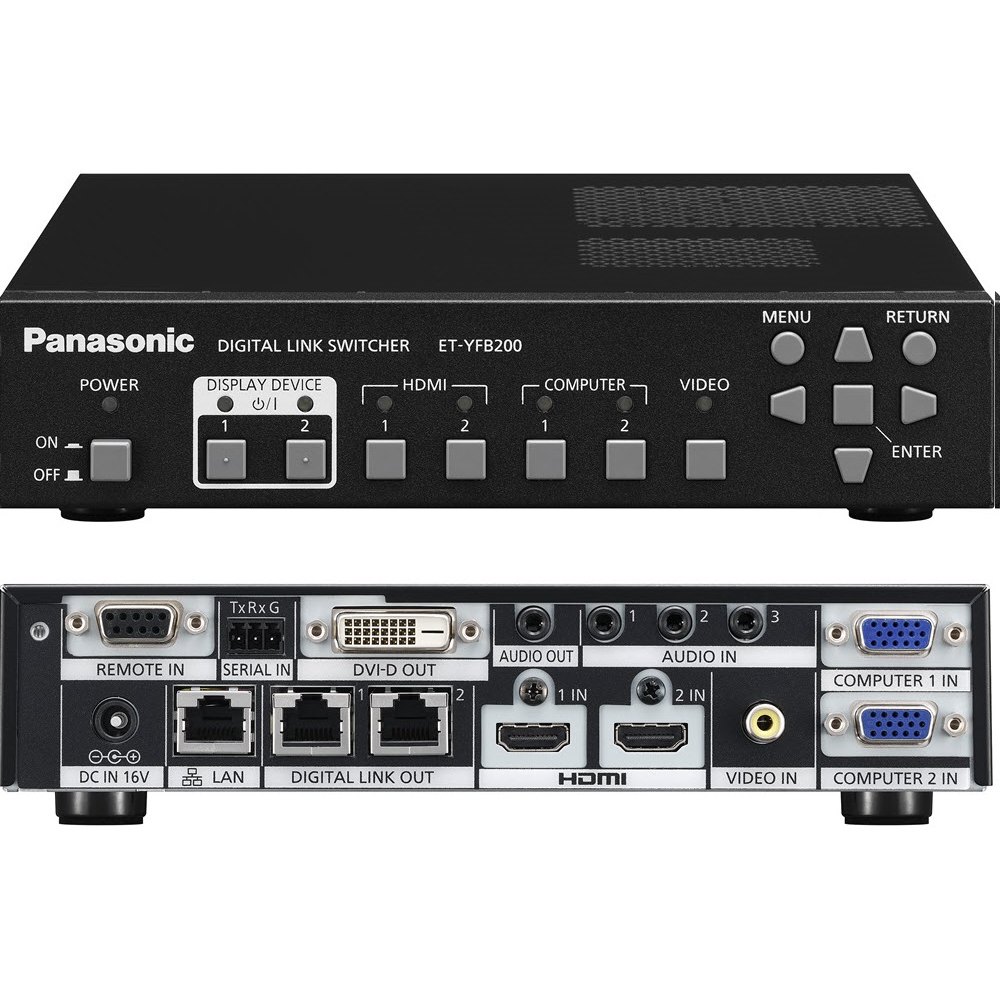 Блок Panasonic ET-YFB200G коммутации для проекторов c Digital Link. Входы: VGA - 2шт, HDMI - 2шт., S-Video - 1шт., Composite - 1шт., Audio IN - 1шт., RJ45 -1шт., Выходы: RJ45-Digital Link - 2 шт. ET-YFB200G ET-YFB200G