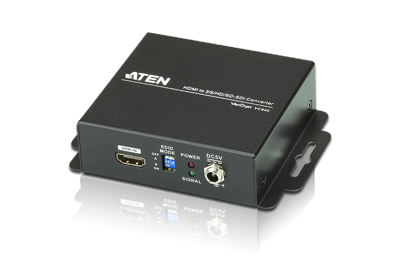 Конвертор ATEN HDMI=>3G/HD/SD-SDI+AUDIO, HDMI>2xBNC+3xRCA, Female, Б.П. 5V, (макс.разр.2048x1080;1080p) VC840-AT-G VC840-AT-G