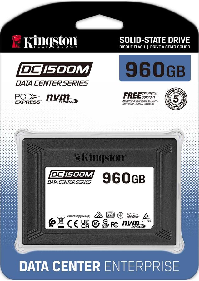 Твердотельный накопитель Kingston PCI-E 3.0 960Gb SEDC1500M/960G DC1500M 2.5" 1.6 DWPD SEDC1500M/960G SEDC1500M/960G