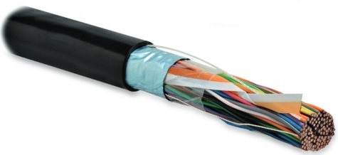 Кабель Hyperline витая пара, экранированная F/UTP, категория 3, 25 пар (24 AWG), одножильный (solid), экран - фольга, с металлическим тросом, внешний, UV PE, -40°C – +60°C, черный FUTP25-C3-S24-OUT-PE-BK FUTP25-C3-S24-OUT-PE-BK