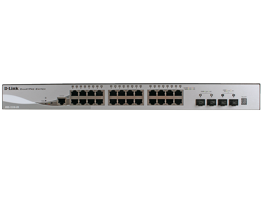DGS-1510-28/A1A Управляемый коммутатор WebSmartPro, 24x10/100/1000Mbps,  2 Gigabit SFP, 2 10G SFP+/ DGS-1510-28/A1A