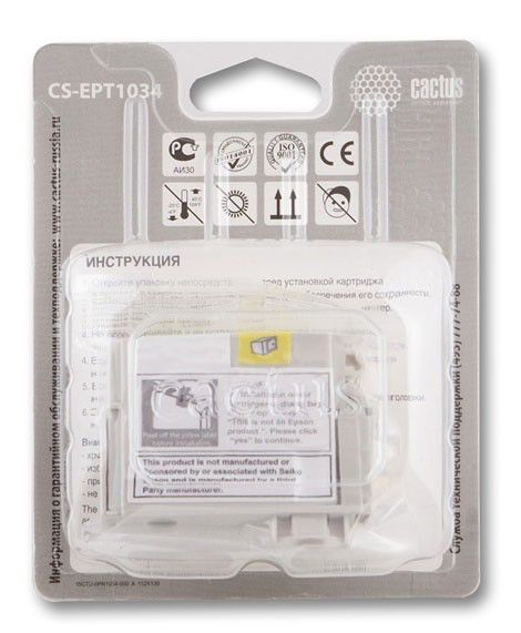 Картридж Cactus струйный CS-EPT1034 желтый для Epson Stylus Office T1100/TX510/TX510fn/TX550/TX550w CS-EPT1034 CS-EPT1034