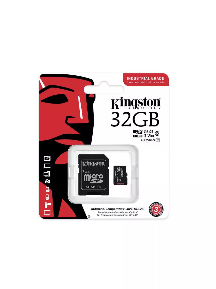 Карта памяти Kingston 32GB microSDHC class10 UHS-I industrial с адаптером SDCIT2/32GB SDCIT2/32GB