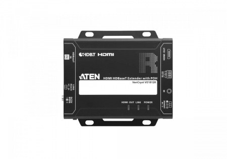 Удлинитель-передатчик ATEN HDMI HDBaseT+RS232+IR, 100 метр,, 1xUTP Cat5e, HDMI+3-контактн,клемма+MINIJACK+RJ45, F, без шнуров, DС 5,3V, (макс,разр,4096x2160/3840x2160 60Hz 4:2:0/30Hz 4:4:4 70м Cat5e/6;100м Cat6a/1080p 100м Cat 5e/6/6a) VE1812T-AT-G VE1812T-AT-G