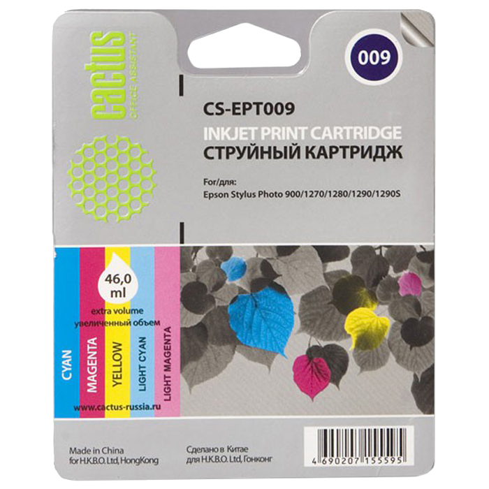 Картридж Cactus струйный CS-EPT009 многоцветный для Epson Stylus Photo 1270/1290 (46мл) CS-EPT009 CS-EPT009