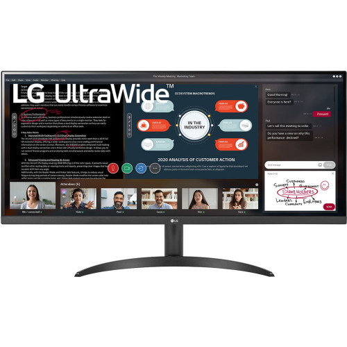 Монитор LG 34" IPS LED, 2560x1080, 5ms, 300cd/m2, 1000:1 (Mega DCR), 178°/178°, 2*HDMI, 75Hz, AMD FreeSync, HDR10, Tilt, Black  34WP500-B 34WP500-B #2