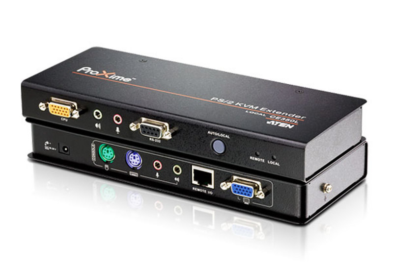 Удлинитель ATEN KVM PS/2+AUDIO+RS232, 150 м., 1xUTP Cat5e, c KVM-шнуром PS2x1.8м., Б.П.220> 5.3V CE350-AT-G CE350-AT-G